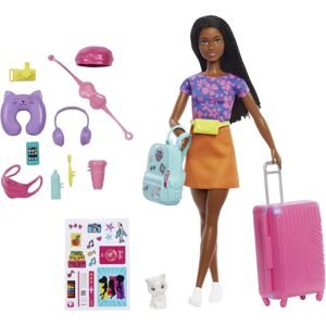 Barbie cestovatelka brunetka s kočičkou, mattel hgx55