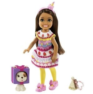 Barbie chelsea v dortíkovém kostýmu s pejskem, mattel grp71