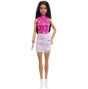 Barbie® modelka 215 rock: sukně a růžový top s hvězdami, mattel hrh13