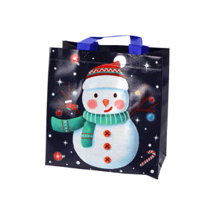 mamido Dárková taška s motivem sněhuláka 23cm x 21,5cm x 11cm tmavě modrá
