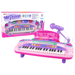 mamido Velké interaktivní piano s mikrofonem a MP3 růžové