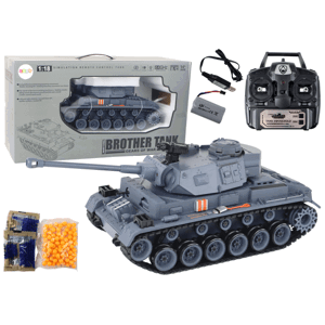 mamido Tank na dálkové ovládání R/C s kouřovými efekty 1:18 šedý