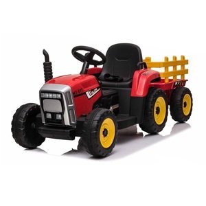 mamido Elektrický traktor s vlečkou červený