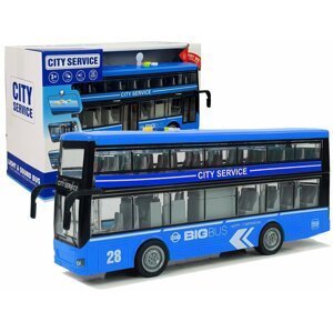mamido Natahovací autíčko dvojpatrový autobus 1:16 modrý