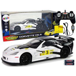 mamido Sportovní auto na dálkové ovládání RC Corvette C6R 1:18 bílé