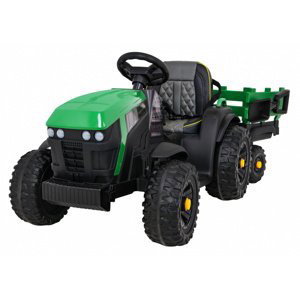 mamido Dětský elektrický traktor Farmer s vlečkou a lopatou zelený
