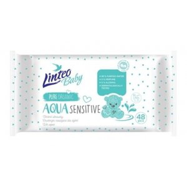 Vlhčené ubrousky LINTEO BABY Aqua sensitive, 48 ks v balení