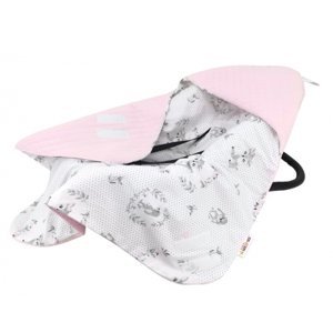Baby Nellys Oteplená zavinovací deka s kapucí Velvet, 90 x 90 cm, Koloušek - růžová