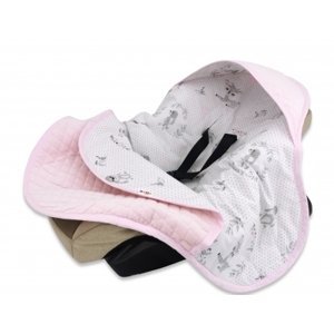 Baby Nellys Zavinovací deka s kapucí, prošívaný Velvet, 77 x 93 cm, Koloušek - růžová