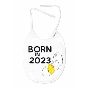 Nepromokavý bryndáček, 24 x 27 cm - Born in 2023, Baby Nellys  - bílý