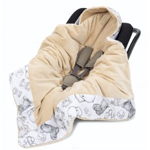 Zavinovací deka s kapucí do autosedačky Minky, Mamo Tato, Tygřík, šedá/cappucino