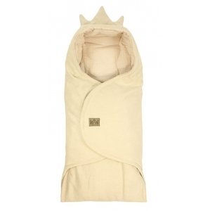 Zavinovací deka s kapucí Little Elite, 100 x 115 cm, Kralovská koruna - béžová