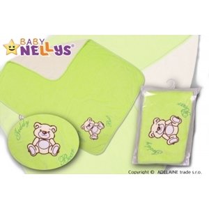 Baby Nellys  Deka/dečka froté/velur - Medvídek Teddy Bear - zelená