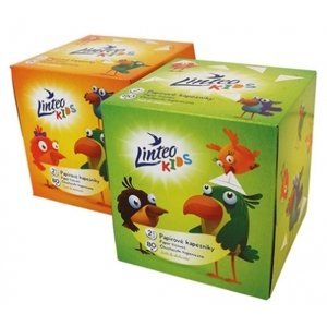 LINTEO BABY Papírové kapesníky Linteo Kids BOX 80ks, bílé, 2-vrstvé