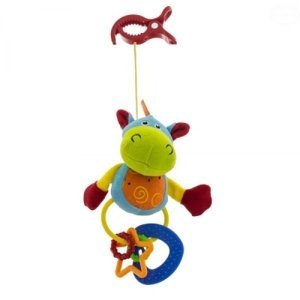 Euro Baby Plyšová hračka s klipsem a chrastítkem  - Hippo