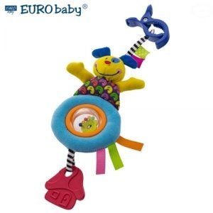 Euro Baby Plyšová hračka s klipsem a chrastítkem  - Pejsek