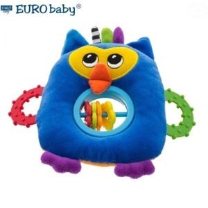Euro Baby Plyšová hračka s kousátkem a chrastítkem  - Sovička - modrá