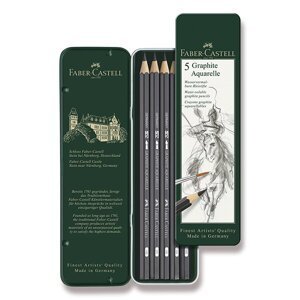 Akvarelová grafitová tužka Faber-Castell Graphite Aquarelle 5 ks, plechová krabička