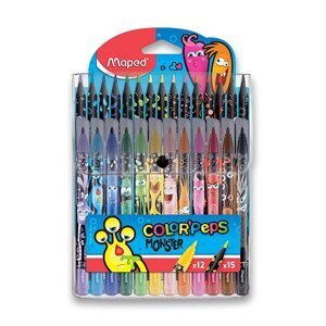 Dětské fixy a pastelky Maped Color'Peps Monster 12 fixů a 15 pastelek