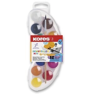 Vodové barvy Kores Akuarellas 12 barev, průměr 25 mm
