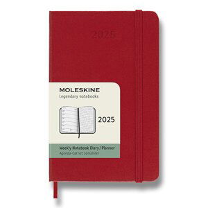 Diář Moleskine 2025 - tvrdé desky červený