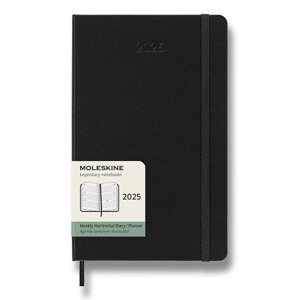 Diář Moleskine 2025 - tvrdé desky L, týdenní, horizontální, černý