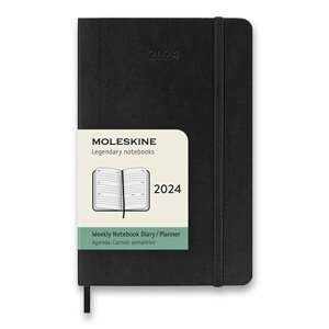 Diář Moleskine 2025 - měkké desky S, týdenní, horizontální, černý