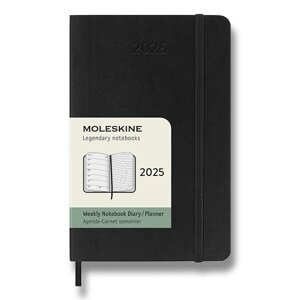 Diář Moleskine 2025 - měkké desky černý