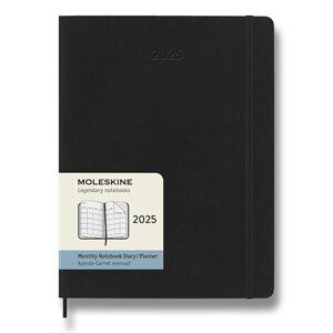 Diář Moleskine 2025 - měkké desky XL, měsíční, černý