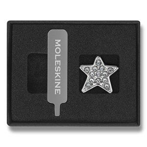 Ozdoba na zápisník Moleskine hvězda crystal, stříbrná