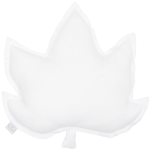 Cotton & Sweets Lněný polštář javorový list bílý 43x43 cm