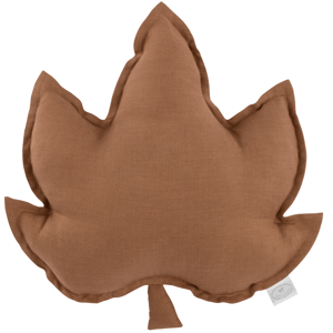 Cotton & Sweets Lněný polštář javorový list čokoládová 43x43 cm