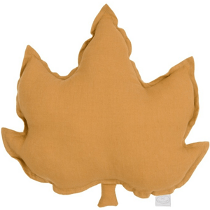Cotton & Sweets Lněný polštář javorový list karamelová 43x43 cm