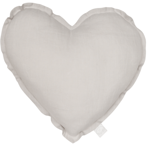 Cotton & Sweets Lněný polštář srdce světle šedá 44cm