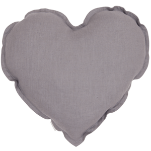 Cotton & Sweets Lněný polštář srdce tmavě šedá 44cm