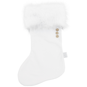 Cotton & Sweets Vánoční punčocha bílá s bílou kožešinou 42x26cm