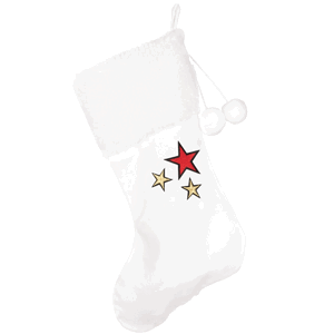Cotton & Sweets Vánoční punčocha bílá s červenými hvězdami 42x26cm