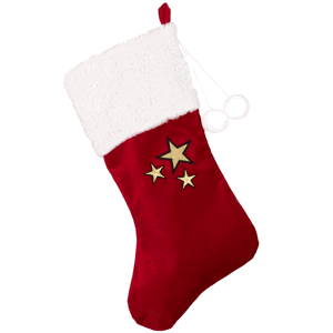 Cotton & Sweets Vánoční punčocha červená se zlatými hvězdami 42x26cm