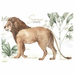 Dekornik Samolepka do dětského pokoje dobrodružství velký lev savana - S