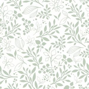 Dekornik Tapeta jemné květiny zelená 280×50 cm
