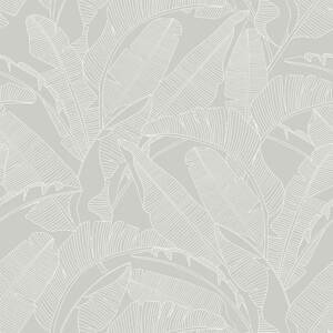 Dekornik Tapeta velké palmové listy šedá 280×100cm