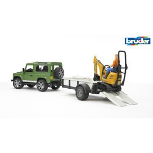 BRUDER 02593 Land Rover s přívěsem a JCB mikrobagrom