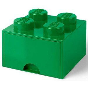 LEGO® úložný box 4 - se zásuvkou tmavě zelená 250 x 250 x 180 mm