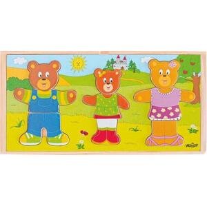 Woody Dřevěné puzzle Obleč si svou Medvědí rodinku - šatník