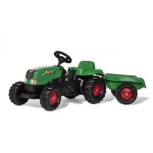Rollytoys Šlapací traktor Rolly Kid s vlečkou - zeleno-červený