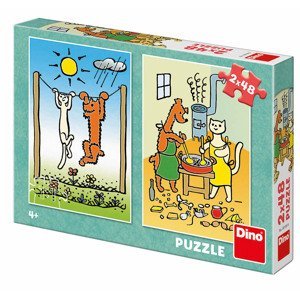Dino Pejsek a kočička 2x48 Puzzle NOVÉ