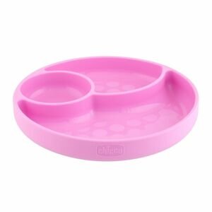 CHICCO Silikonový talíř růžová 12 m +