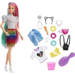 Mattel Barbie Leopardí s duhovými vlasy a doplňky GRN81