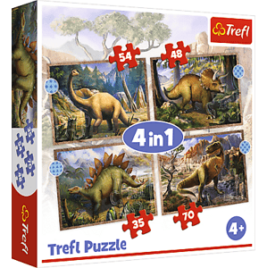 Trefl Puzzle 4v1 - Dinosauři