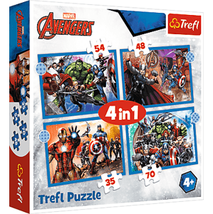 Trefl Puzzle 4v1 - Odvážní Avengeři / Disney Marvel The Avengers